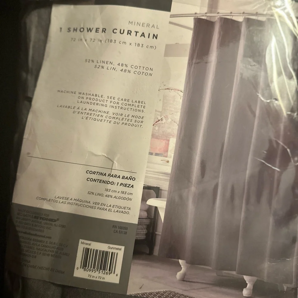 NIB Grey Kenneth Cole Reaction shower curtain